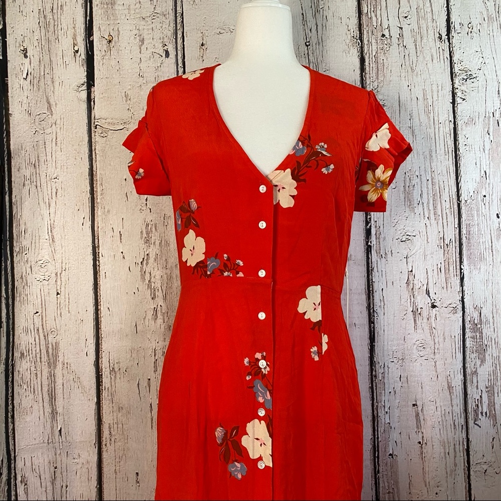 CAPULET coral button down floor length dress